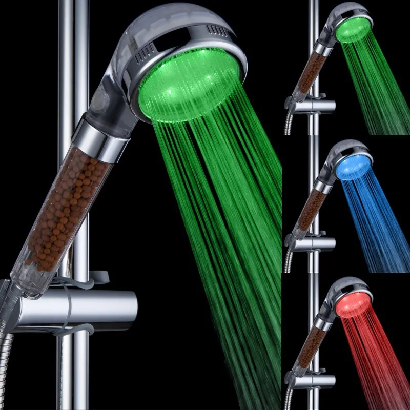 

7 Color Led Shower Head High Pressure Water Saving Rainfall Shower Negative Ion Filter Spa Showerhead Bathroom Accessories