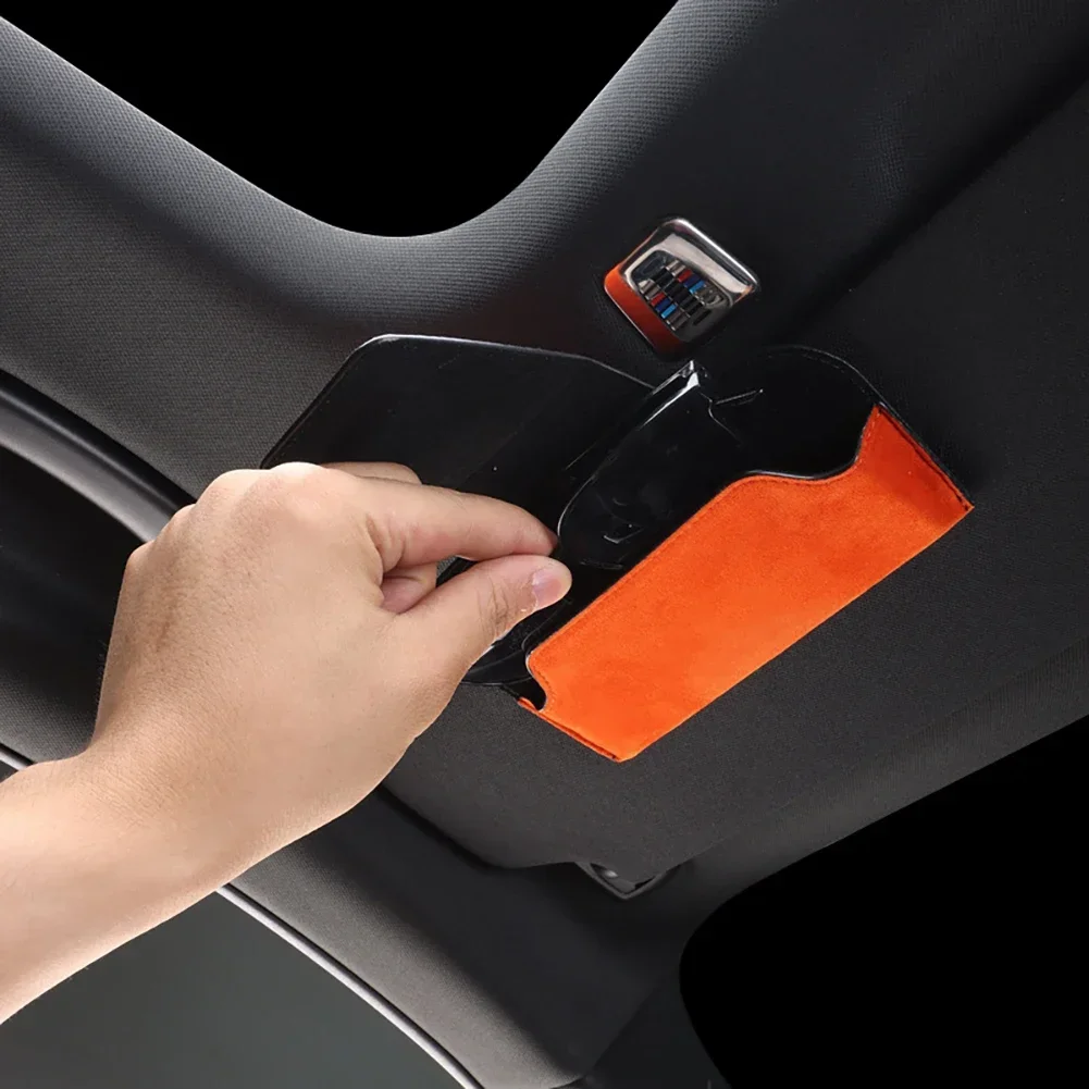 Deluxe Suede Car Glasses Holder - Sun Visor Clip & Storage Accessory