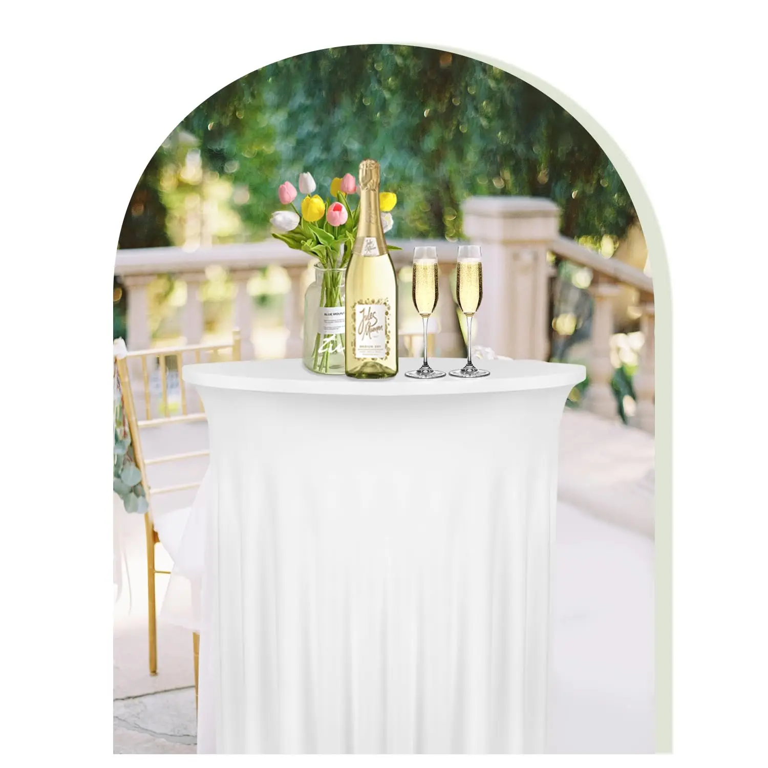 Round Cocktail Tablecloths Skirt Table Cover Spandex for Fitted High Top Table Bar Wedding Party Banquet table cloth