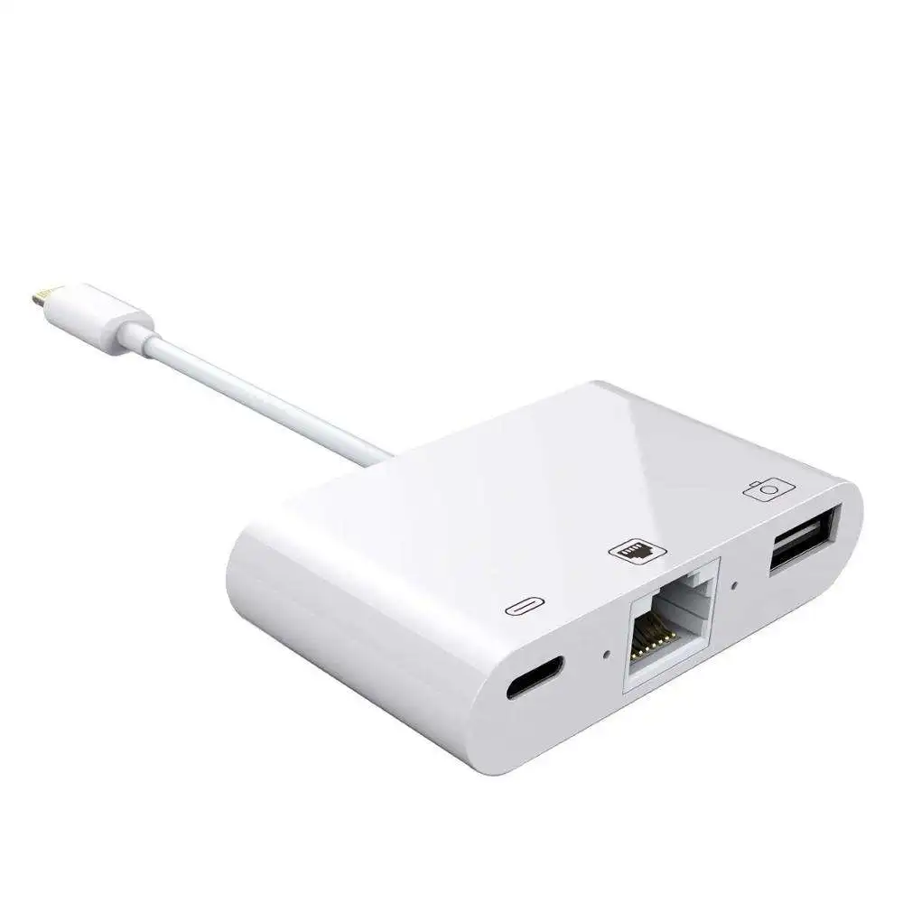 

Адаптер Lightning/RJ45 Ethernet OTG для iPhone/iPad LAN, проводной сетевой концентратор с USB-адаптером для телефона, прямой трансляции