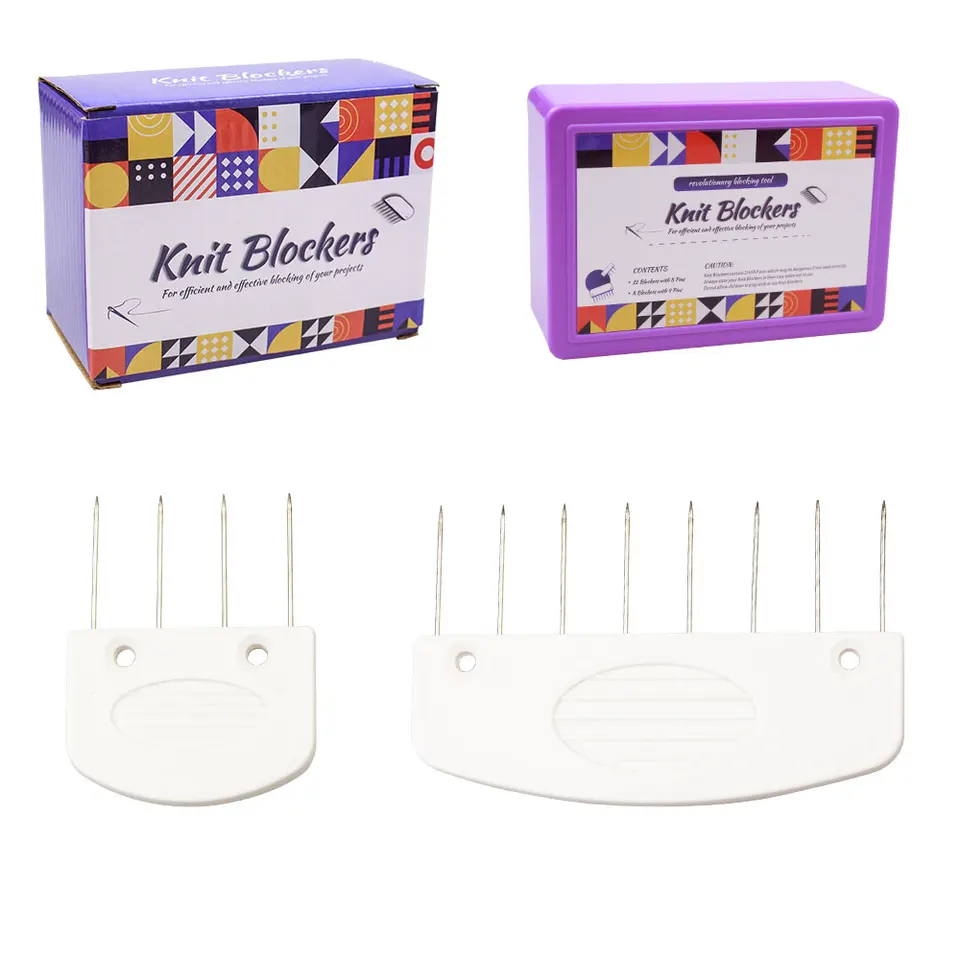 Knit Blockers Set 20 Pcs Stainless Steel Knitting Blocking Combs and Pin with 2 Different Sizes for DIY Knit Crocheting Supplies