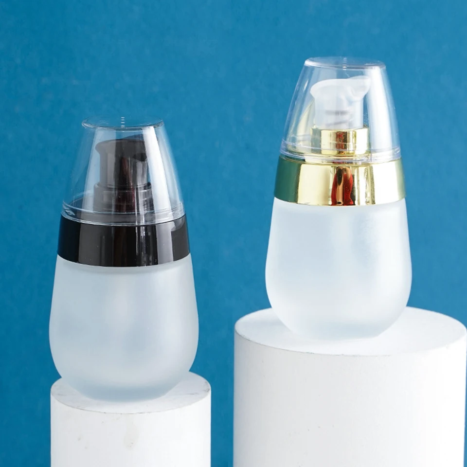 Bottiglia Vuota In Vetro Smerigliato Da 30 Ml – Con Tappo Trasparente, Per Lozioni, Essenze, Shampoo, Ricaricabile, Portatile Per Viaggi