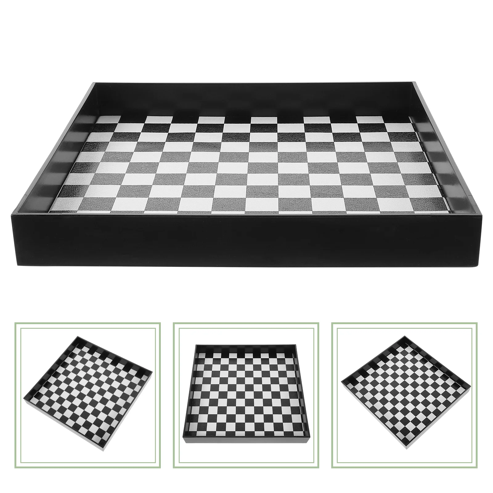 

Simple Black and White Grid Tray Perfume Holder Organizer for Dresser Candlestick