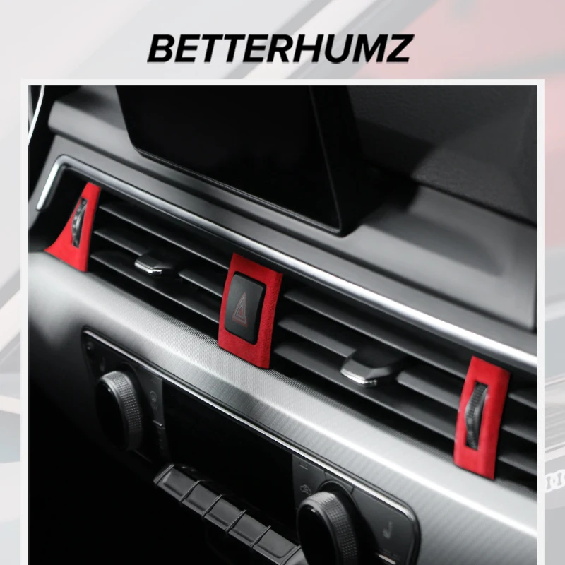 Center Console Air Vent Outlet Panel Trim Stickers For Audi A4 B9 A5 Made of Alcantara Car Interior Tuning Accessories car interior trim