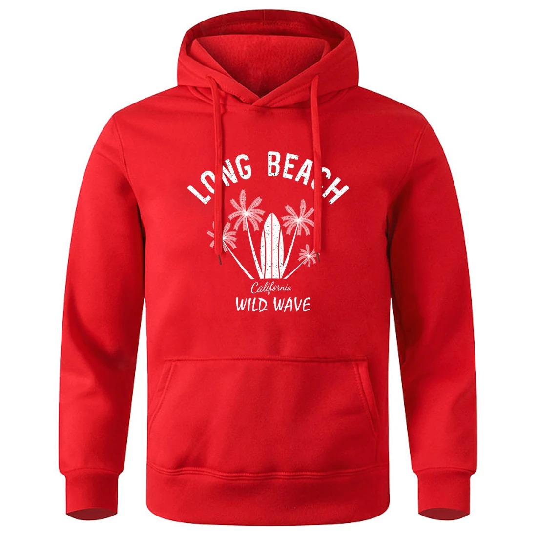 

Long Beach California Wild Wave Men Tracksuit Soft Breathable Hooded Fashion Classic Streetwear O-Neck Street Loose Hooded Shirt