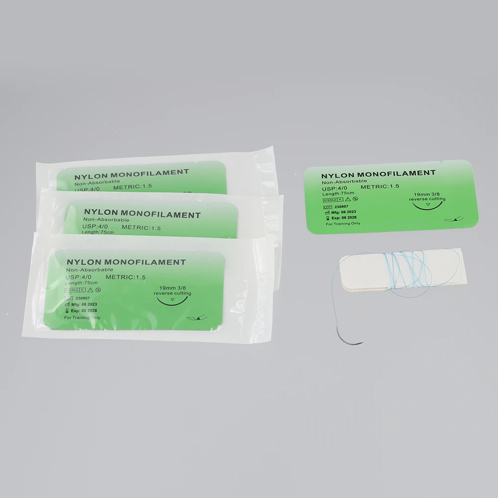 Suture Practice Kit 1-100pcs 4/0 Medical Monofilament Nylon Individually Wrapped For Suture Teaching Exercises