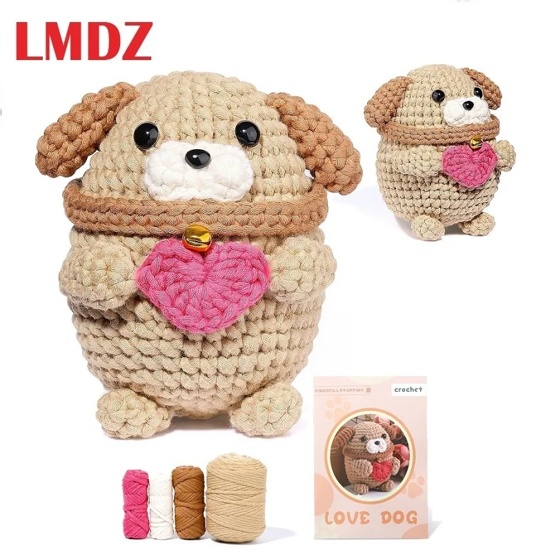

LMDZ Crochet Kit for Beginners Cotton-Nylon Blend Yarn Crocheting Kit Include Tutorials Dog Crochet Set for Starters Adult