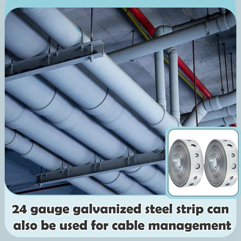 Galvanized Hanger Strap Metal Strapping Holes Pipe Hanger Silver Metal Pipe Supports Hanging 4 PCS