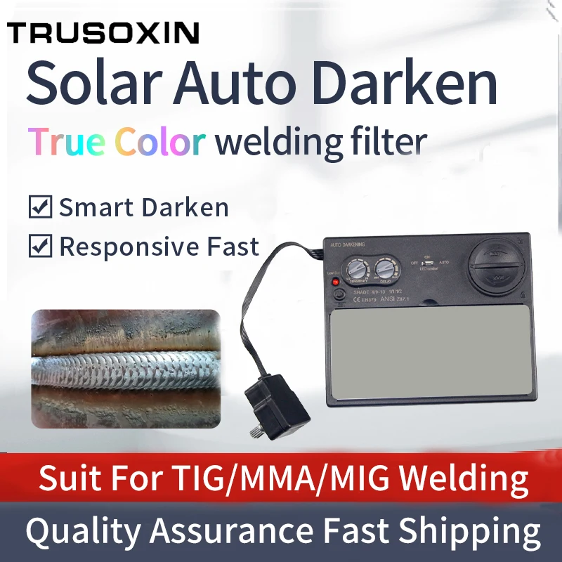 LED Light Solar Auto Darkening Filter Welding/Polish Mask/Helmet/Welder Cap/True Color Welding Lens/Welding Filter