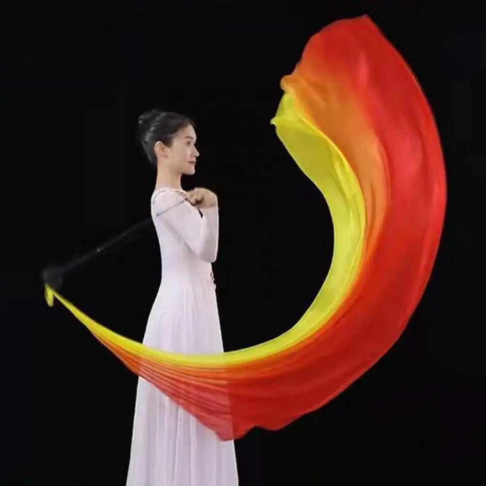 Belly Dance Scarves Simulated Silk Gradually Changing Color Colorful Flame Dance Olorful Gauze Scarf Long Scarf Ball Hand Fan