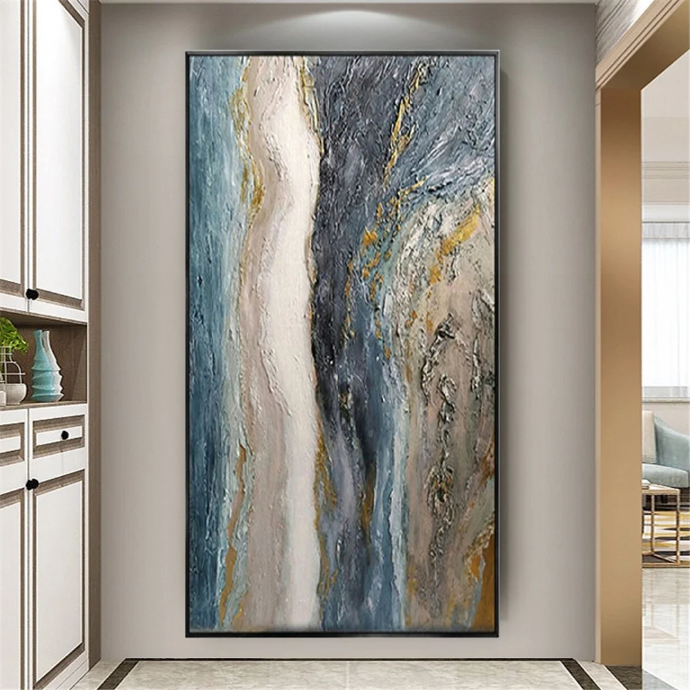 

Nordic House Luxury Wall Art Canvas Painting New Home Abstract Oil Paintings Handmade Blue Picture For Living Room Decor Mural