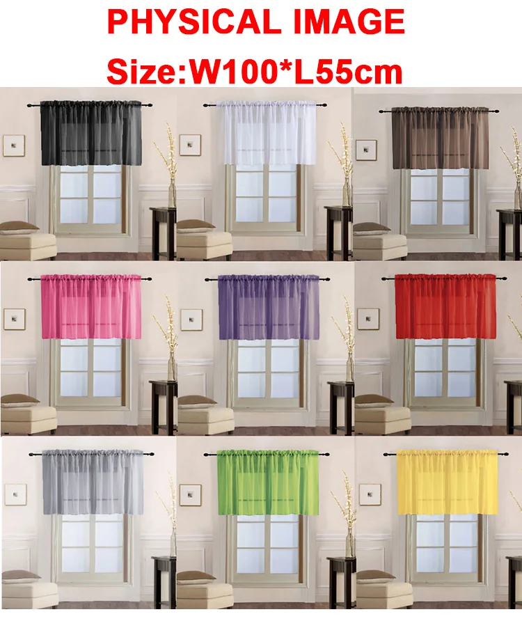 100% Polyester Solid Sheer Voile Curtains French Door Multi-Color Window Tulle Drapery Living Room Balcony Decoration Cortinas 5