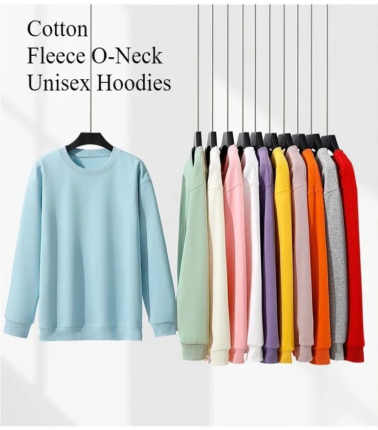 Loose Solid Color Women's Cotton Hoodies Casual Autumn Winter Fleece Sweatshirt Oversize Pullover O-Neck Top Hoody Couple Unisex