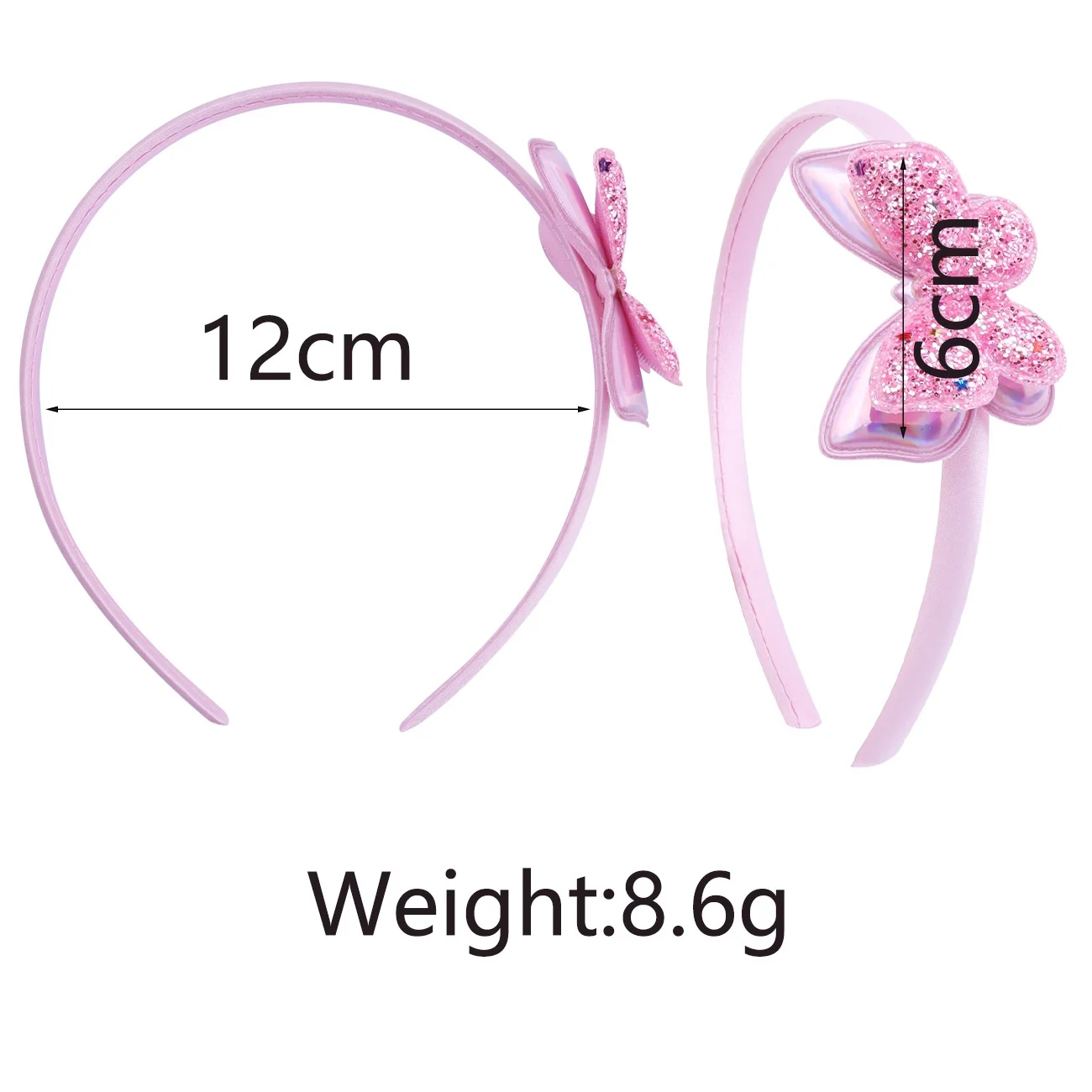 1PC Glitter Butterfly Headbands Set for Kids, Colorful Sparkly Hair Accessories, Cute Hairbands for Girls' Party & Daily Wear