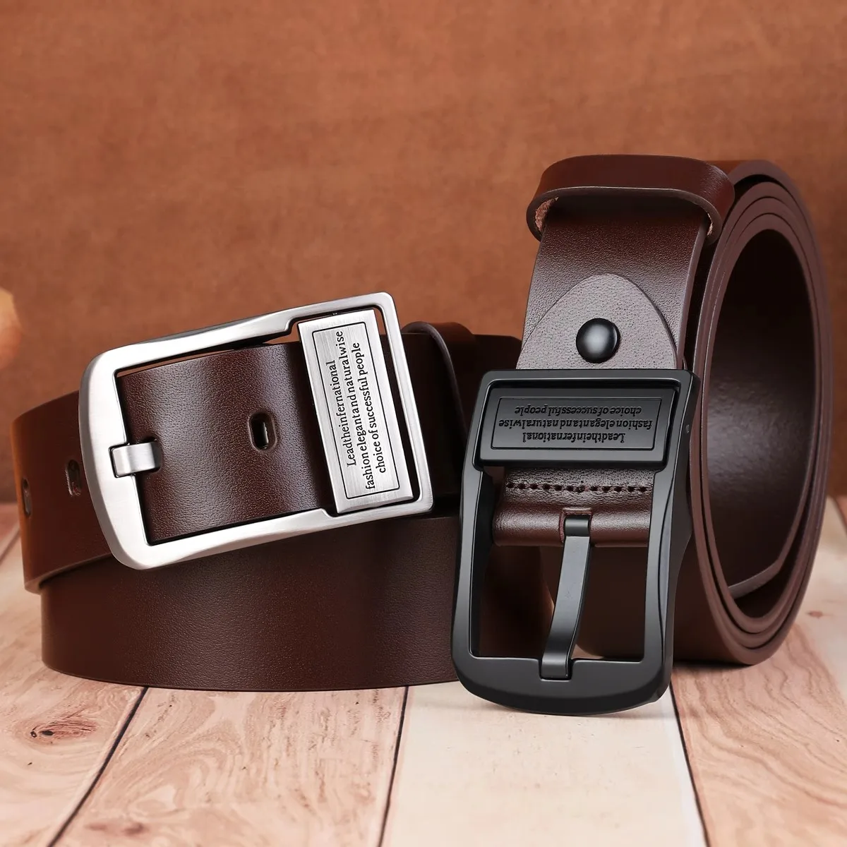 Leather Belt Men Pin Buckle Brand