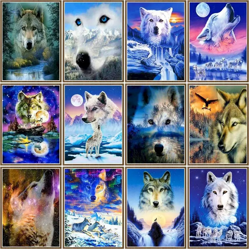 

CHENISTORY Painting By Number Wolf Animal Diy 40x50cm Frame Paint By Numbers On Canvas Diy Home Decoration