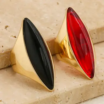 1 Piece bague en acier inoxydable 2024 Fashion Stainless Steel Olive Pointed Ring Geometric Ring s Women Jewelry Engagement Gift 1