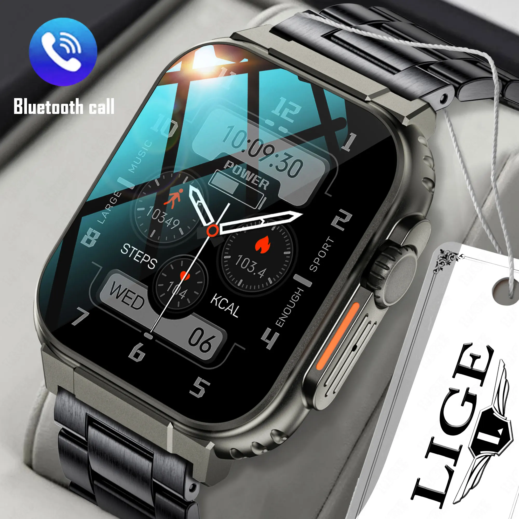 

LIGE New Bluetooth Call Smart Watch 2.0 Inch HD Screen 600mAh Sports Smart Bracelet Heart Rate Monitoring Waterproof Smartwatch