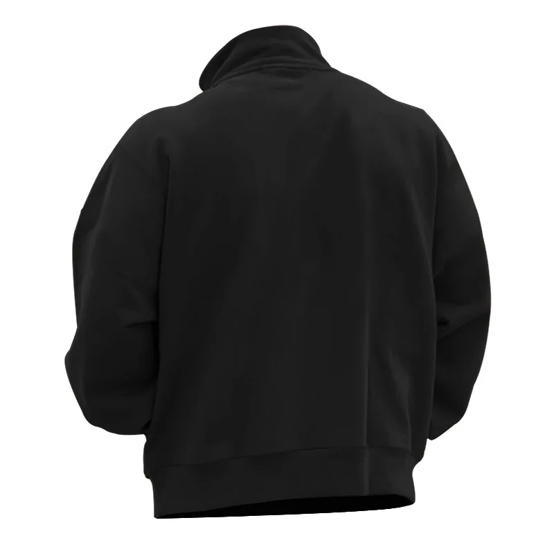 Winter-Plüsch-Pullover mit halbem Reißverschluss und Stehkragen, einfarbig, lässiger Hoodie für Herren, grenzübergreifende Modemarke – Detail 17