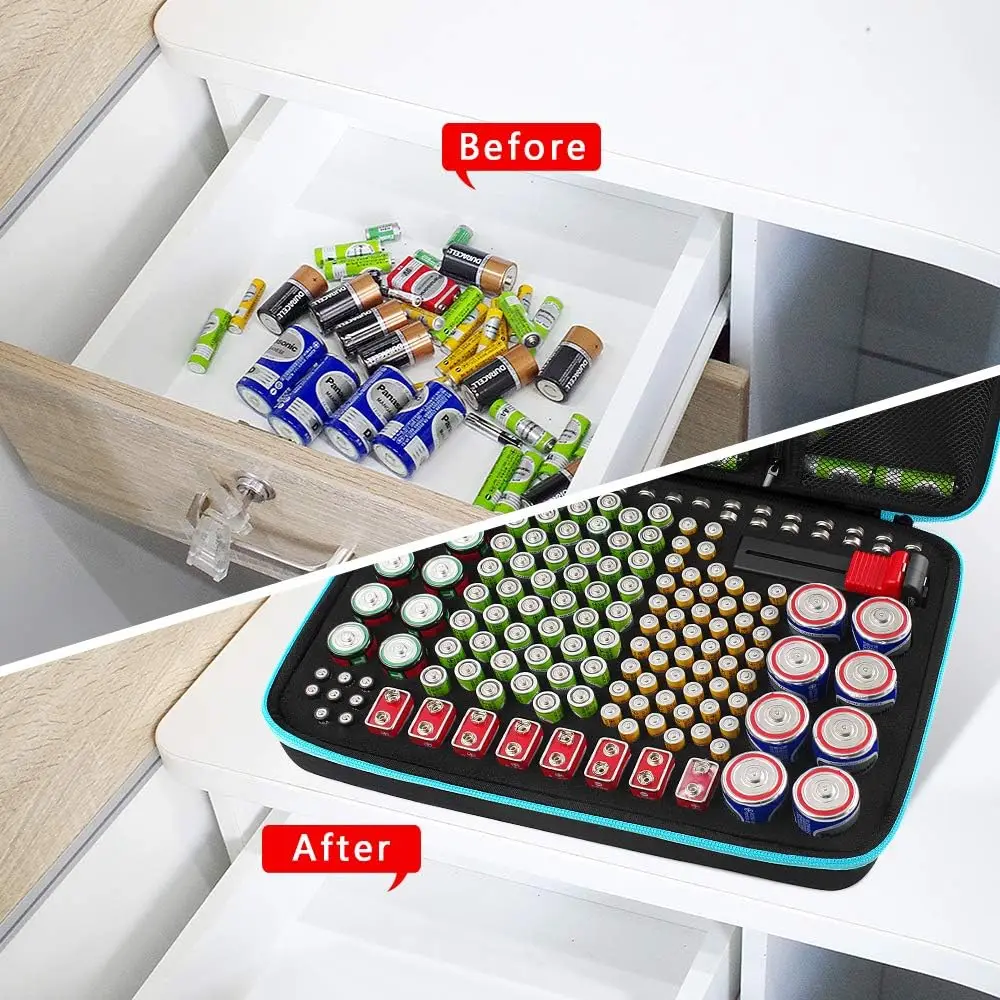 Battery Organizer Storage Case with Tester – Holds Over 220 Batteries