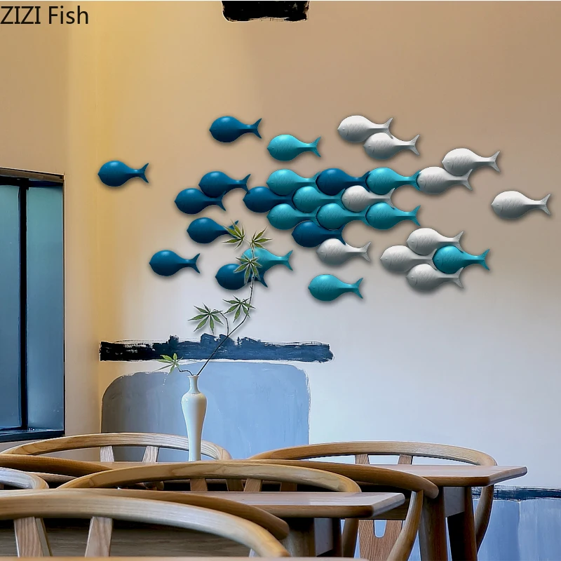 CeramicFishWallHangingOrnamentsSetAbstractFishStatueRoom