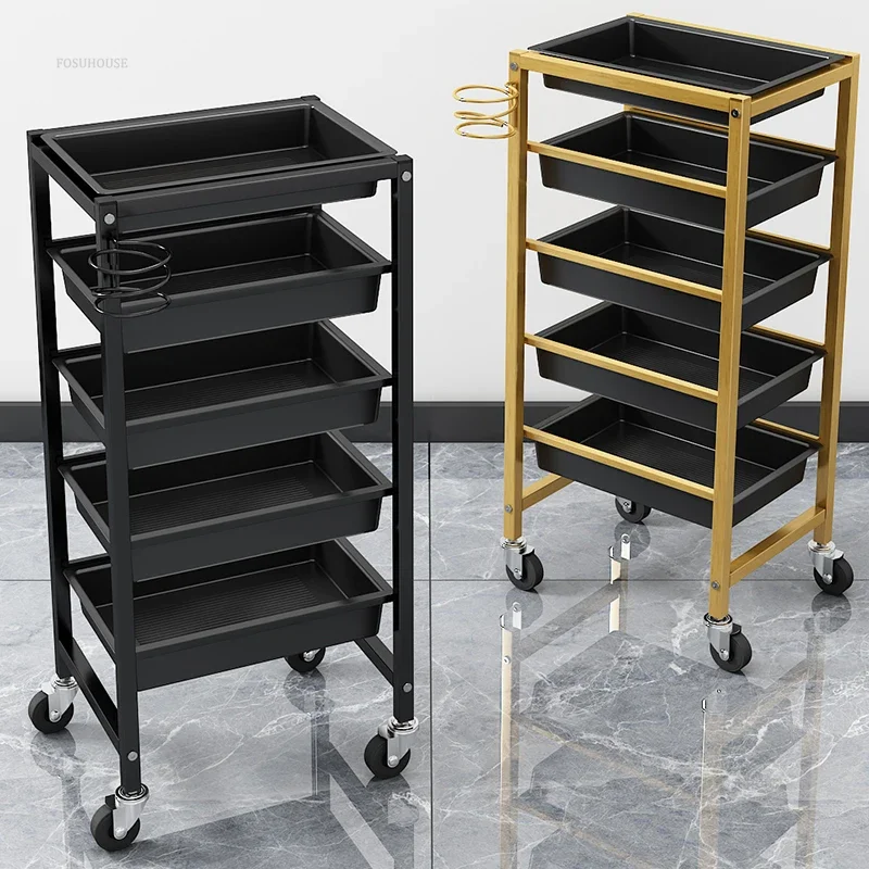 Multifunctional Beauty Trolley Rack Barber Shop Iron Salon Trolleys Beauty Salon Perm And Dye Organizer Trolley Furniture multi layer storage trolley