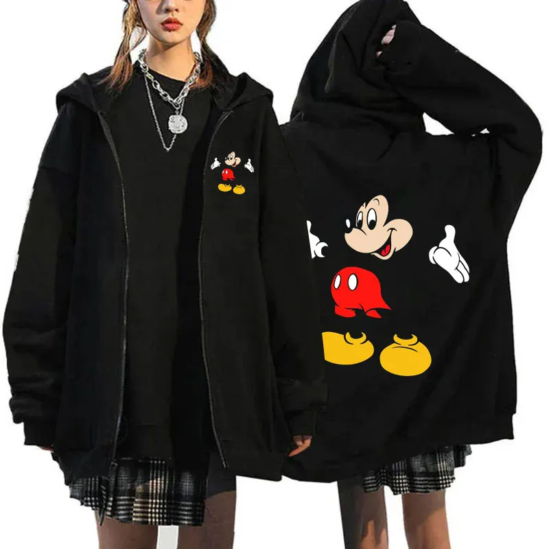 thumbnail image 1 of Sudadera con capucha de Mickey Mouse para mujer, chaqueta de manga larga con cremallera de gran tamaño, productos de Disney, otoño e invierno, novedad de 2024, 1 of 5