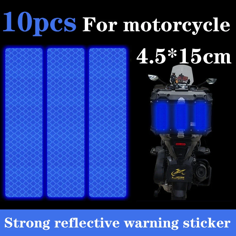 10PCS Seite Top Gepäck Box Fall Stamm Anti-kollision Dekorative Nacht Sicherheit Warnung Streifen Motorrad Reflektierende Aufkleber Streifen – Detail 3