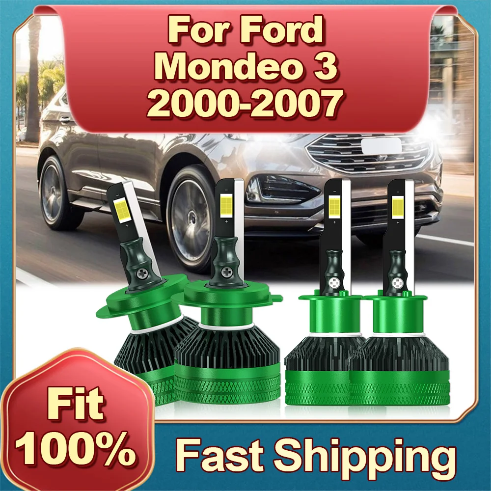 

2/4Pcs Car Headlight LED Auto Bulbs 200W 30000LM Light Lamp 6000K 12V For FORD MONDEO 3 2000 2001 2002 2003 2004 2005 2006 2007