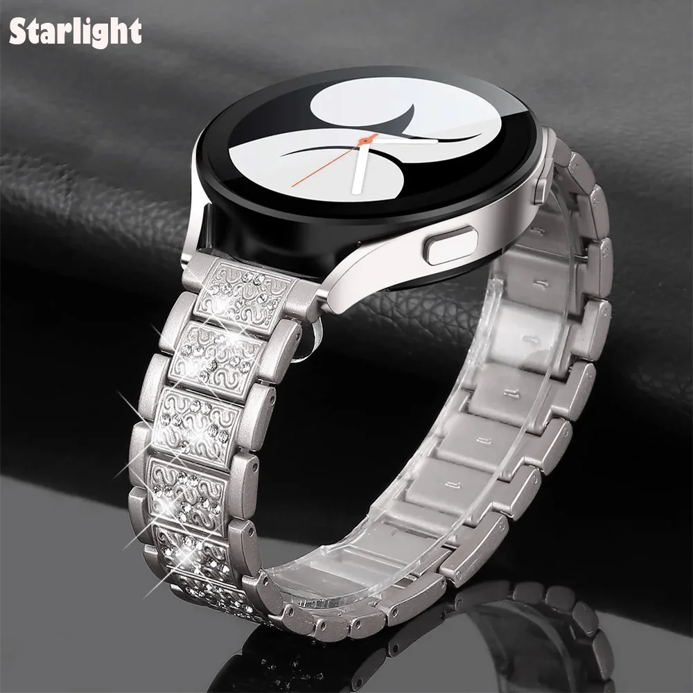 Diamond Metal Link Bracelet Strap for Smartwatches - Elegant Wristband Accessory