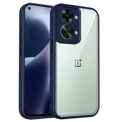 Enhanced Shockproof Silicone Bumper Case with Air Cushion and Clear Matte Back Cover - OnePlus Nord 2T (TMMS blue)