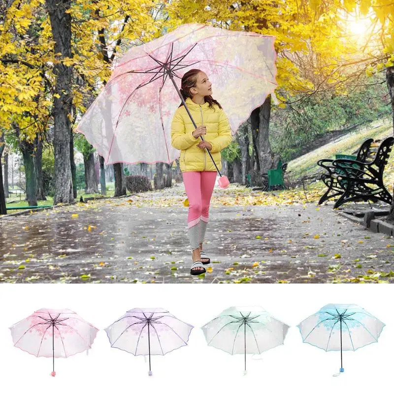 

Transparent Japanese Umbrella Cherry Blossom Umbrella Folding Travel Umbrella Portable Womens Clear Flower Pattern Rain Umbrella