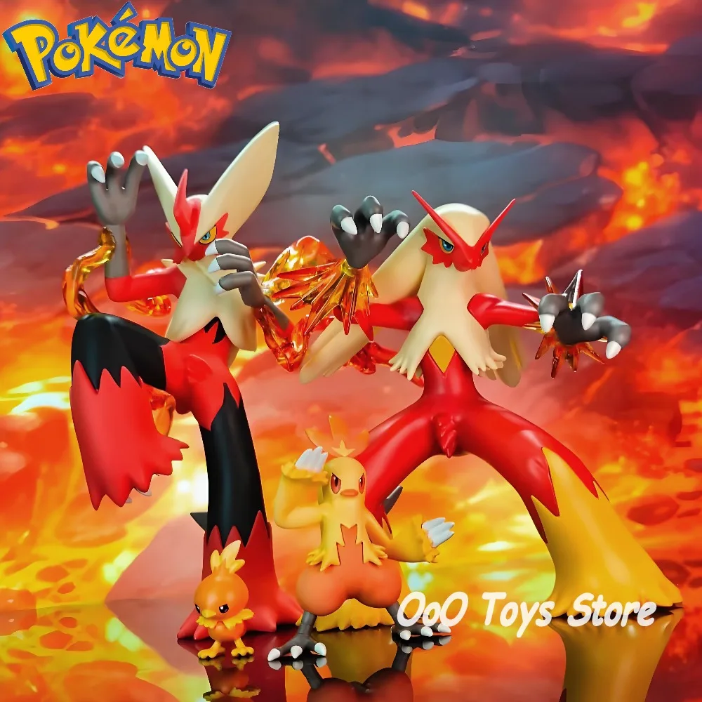 Anime Pokemon Figure Blaziken Evolutionary Group Action Figures Pvc Collection Model Toys for Gifts 2-8cm