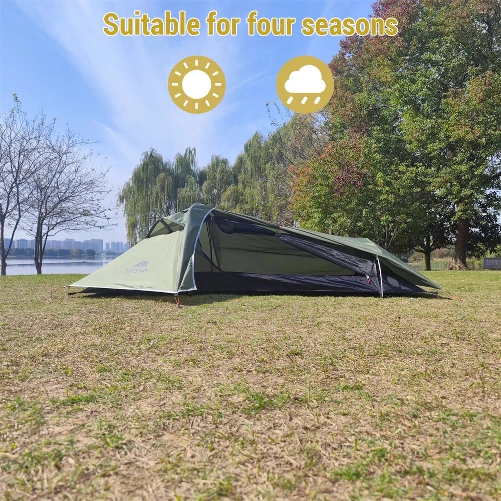 Camping Tent Backpacking 1 Person Ultralight Aluminum Pole Stormproof Suitable for Four Seasons Single Person