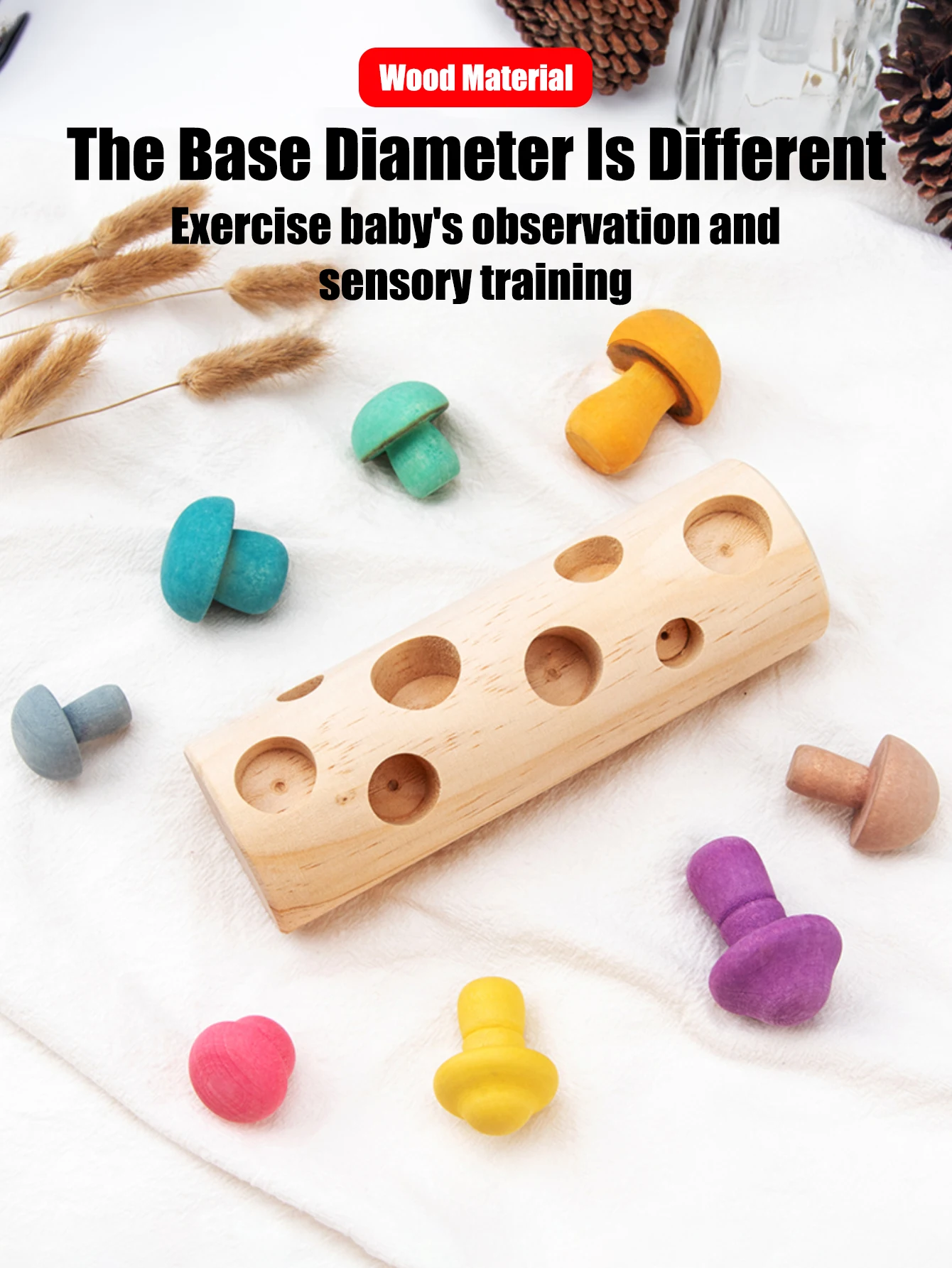 9pcs children's early education toys with color and shape matching, mushroom picking exercises, eye and hand coordination