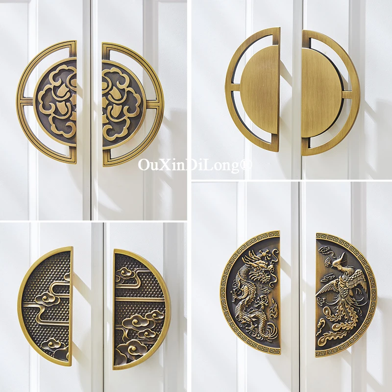 

Classic Retro 2PCS/Pair Pure Brass Antique Bronze Furniture Handles Drawer Pulls Cupboard Wardrobe Kitchen Shoe TV Cabinet Pulls