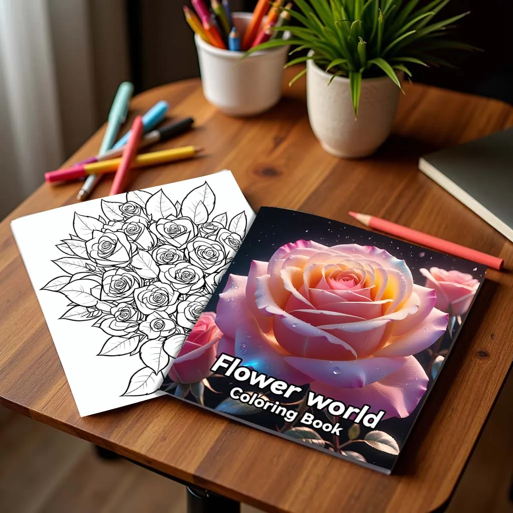 FLOWER WORLD Coloring Book For Children Adult Relieve Stress Kill Time Painting Art Book 3
