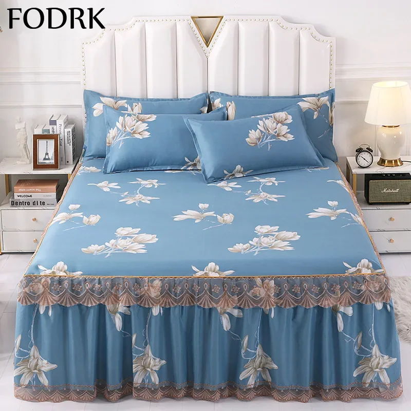 

3 Pcs Bed Covers Pillowcase Bedspreads for Double Bedding Set Line Mattress Skirt Pillowcase Bedsheets Cotton Fitted Sheet Full