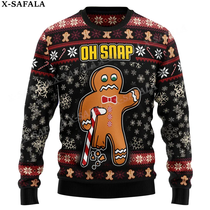 thumbnail image 1 of Suéteres de punto navideños con diseño divertido de hombre de jengibre, comida, regalo divertido de Navidad y Halloween, jerséis para parejas, fiestas, unisex, informales, 3, 1 of 5