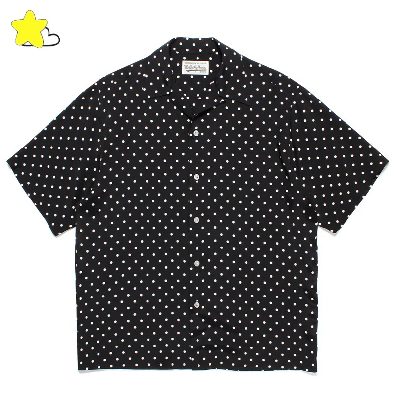 

High Quality Classic Casual Dots Spotted Shirts Men Women 1:1 Hawaii Beach Style Wacko Maria Short Sleeve Shirts With Tag