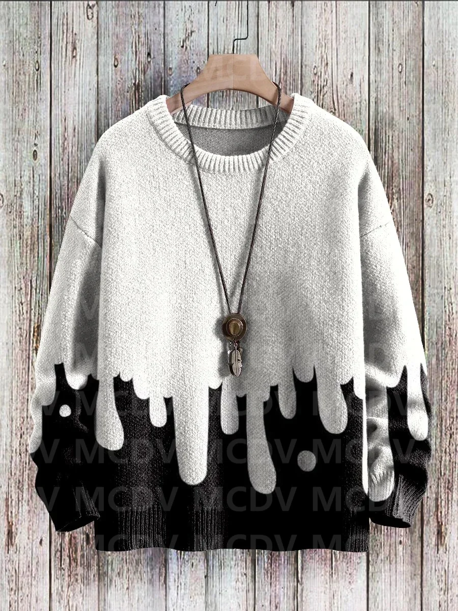 Vintage Gradient Art Print Casual Knit Pullover Sweater Women For Men Sweater