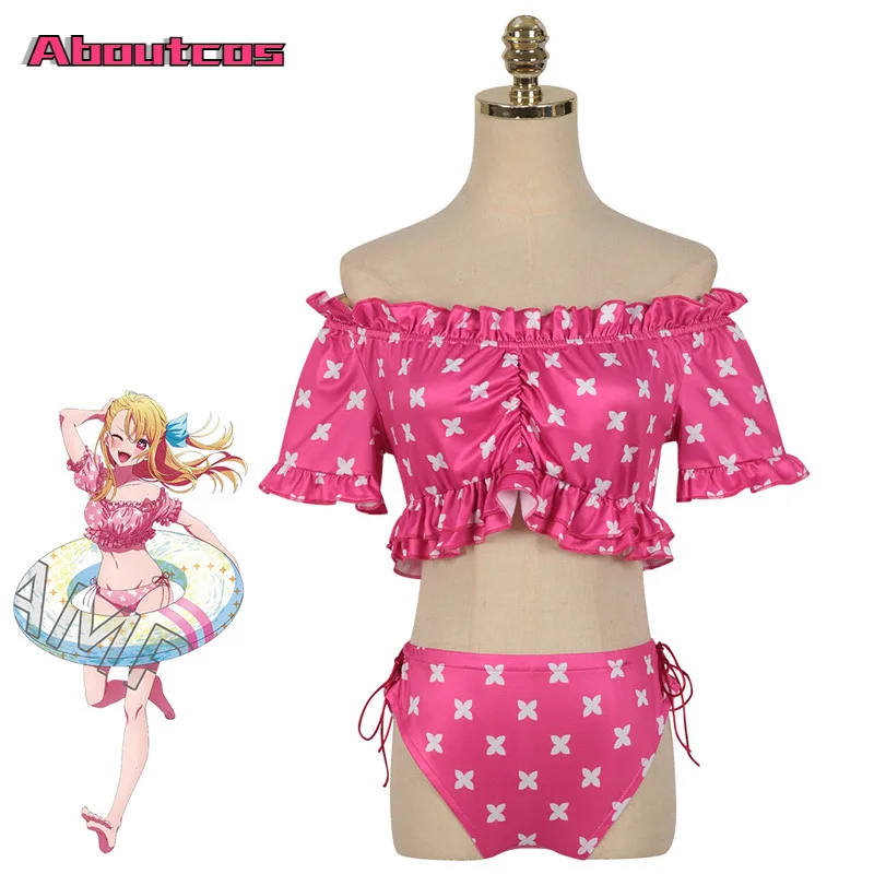 

Аниме Oshi No Ko Ai Hoshino Aqua Ruby Aboutcos купальник для косплея юбка бикини костюм на Хэллоуин искусственный рубиновый купальник