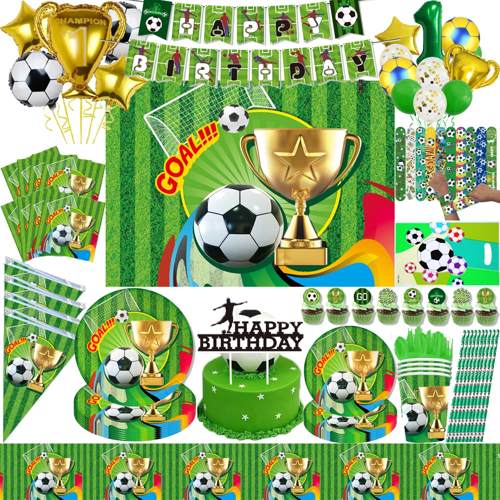 

Football Theme Party Disposable Tableware Paper Plate Cup Number Balloon For Boy Baby Shower Birthday Decorations Supplies Gift