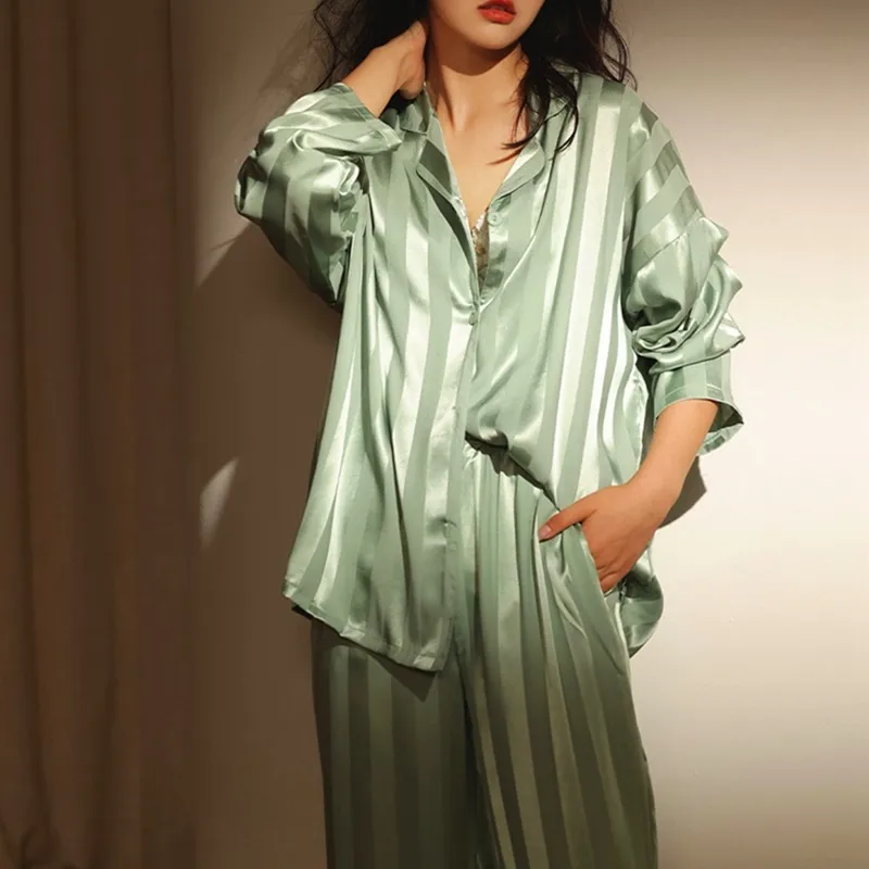 

Женская шелковая атласная пижама, пижамный комплект, одежда для сна, Пижамный костюм, женский комплект для сна из 2 предметов, женская одежда для отдыха из вискозы