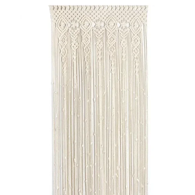 Charming Beige Door Curtain - Woven Cotton Window & Doorway Decor