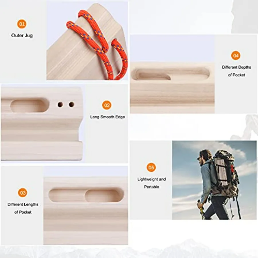 Portable Fingerboard as Rock Climbing Training Boards with Edges and Pockets, Portable Climbing Hangboard as Rock Climbing Finge
