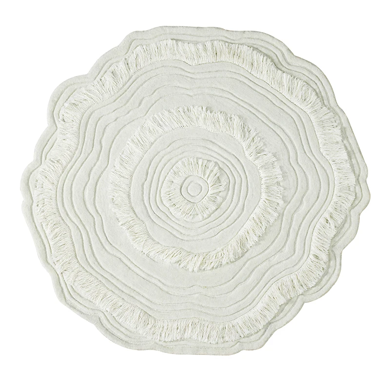 

Small wool carpet special-shaped blanket three-dimensional white round mat