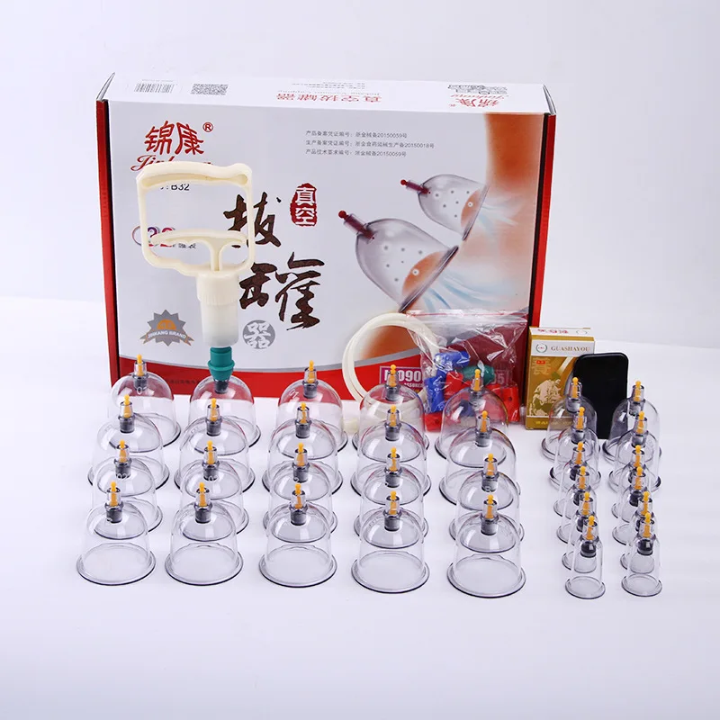 32 pcs massage Vacuum cupping set thicker magnetic aspirating cupping cans acupuncture massage suction cup with tube