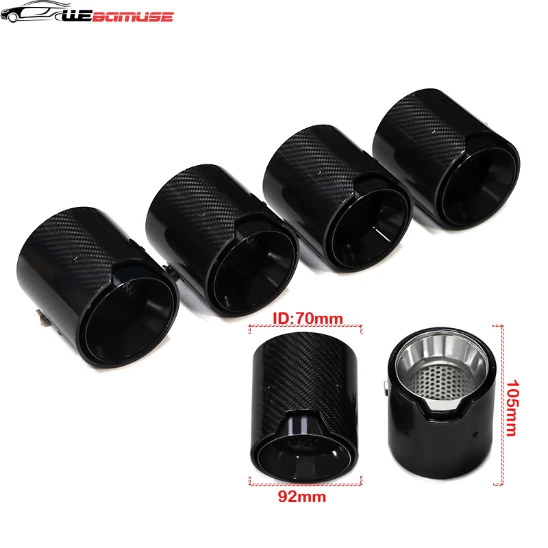 MP Carbon Fibre Exhaust Tailpipe Stainless Steel Exhaust Tailpipe Muffler System for BMW M2 M3 M4 F80 F82 F83 F87 4 PCS