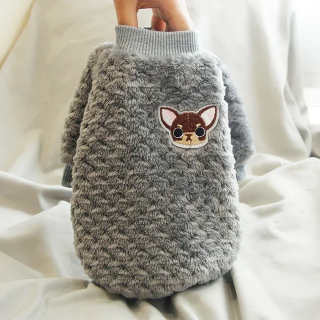 Warm Outfit Fleece Pet Clothes Sweater Cute Chihuahua Print Coat Small Medium Dog Clothes Hoodie Jacket Teddy Bulldog Chihuahua 6